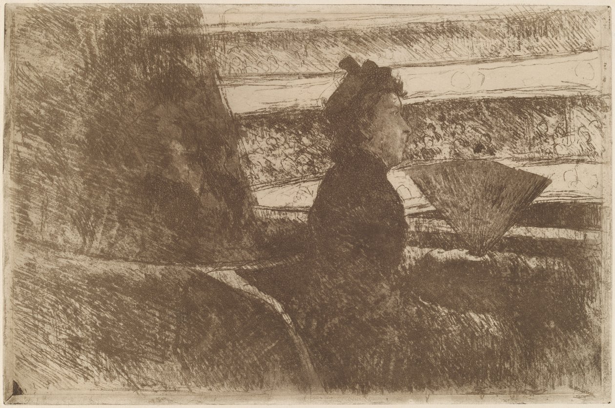 Dame en noir, dans une loge, face à droite, c. 1880 - Mary Cassatt