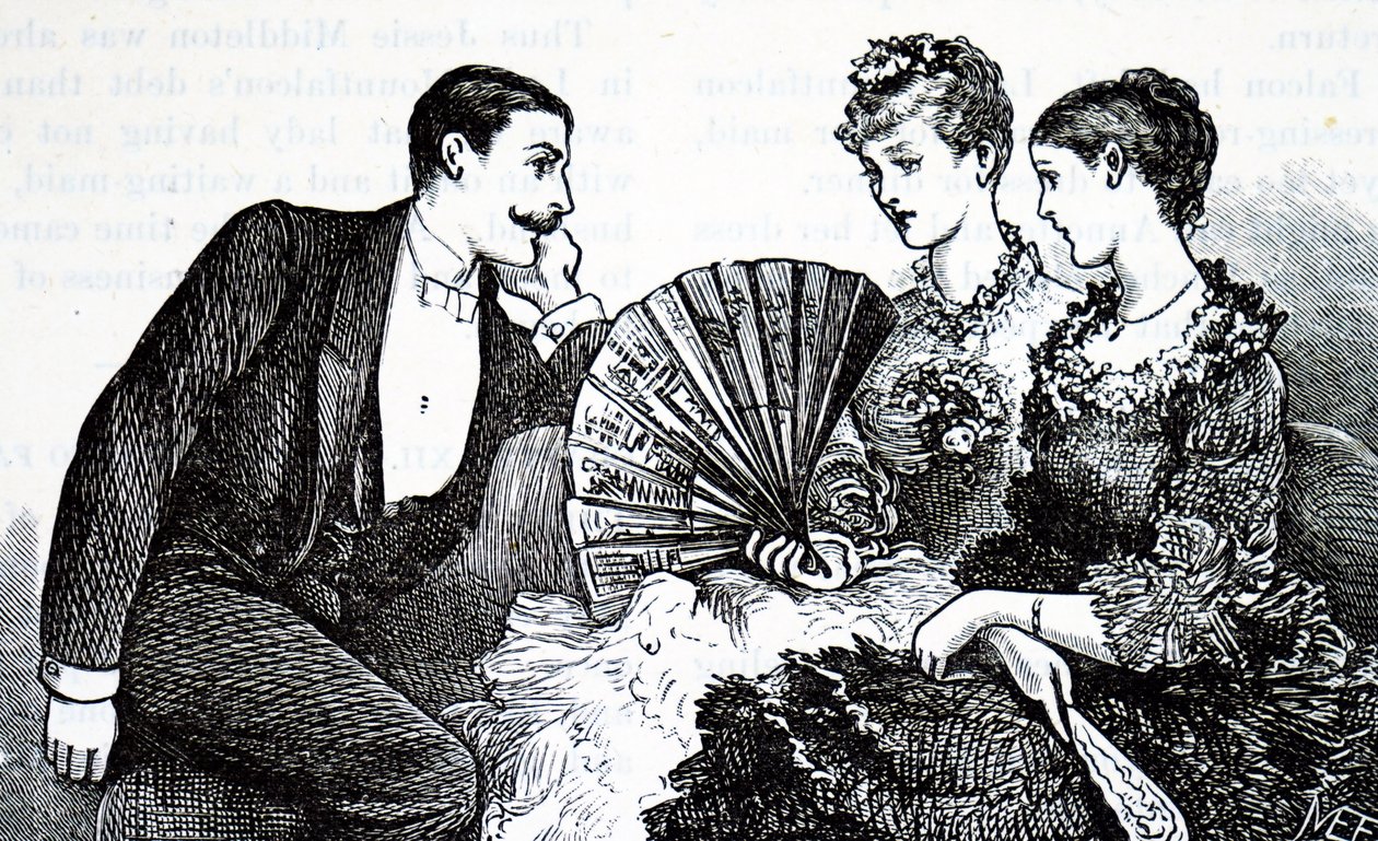 Une jeune femme riche utilisant un éventail - Mary Ellen Edwards