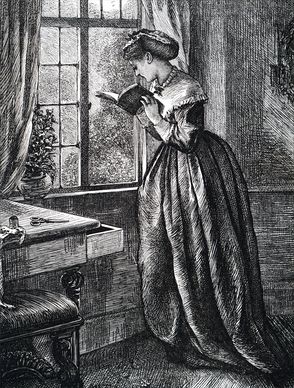 Une jeune femme lisant près d
