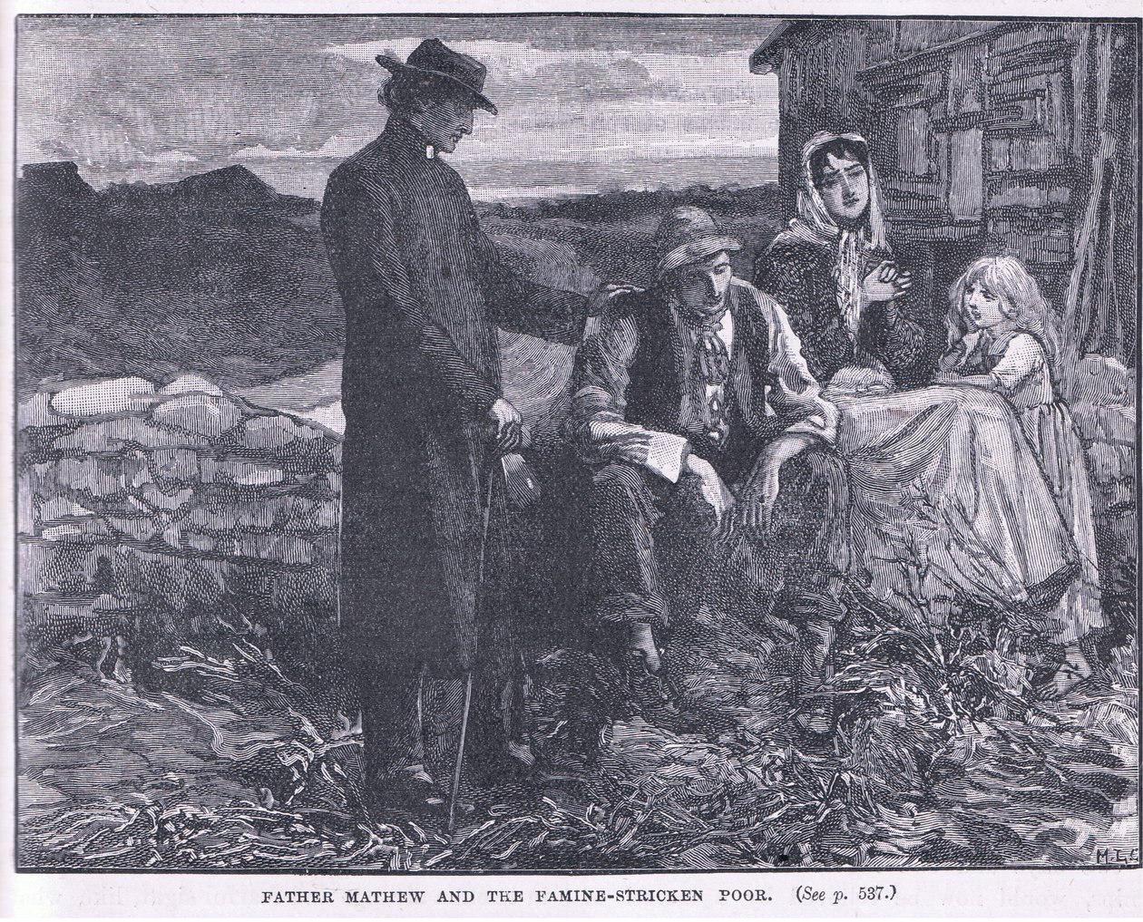 Le père Matthew et les pauvres affamés, 1845 - Mary L. Gow