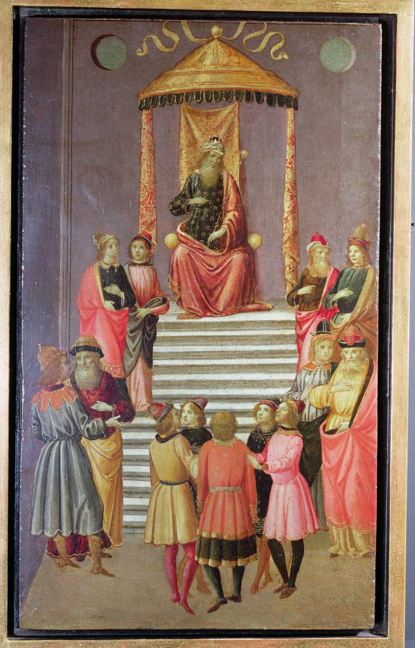 Nabuchodonosor interroge Daniel et ses compagnons (tempera sur panneau) - Master of Marradi