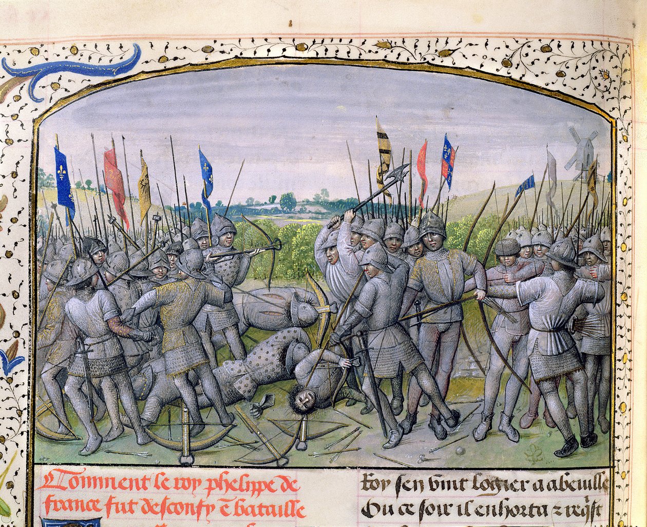 Ms 659 f.255 r. La bataille de Crécy en 1346, 1477 - Master of Mary of Burgundy