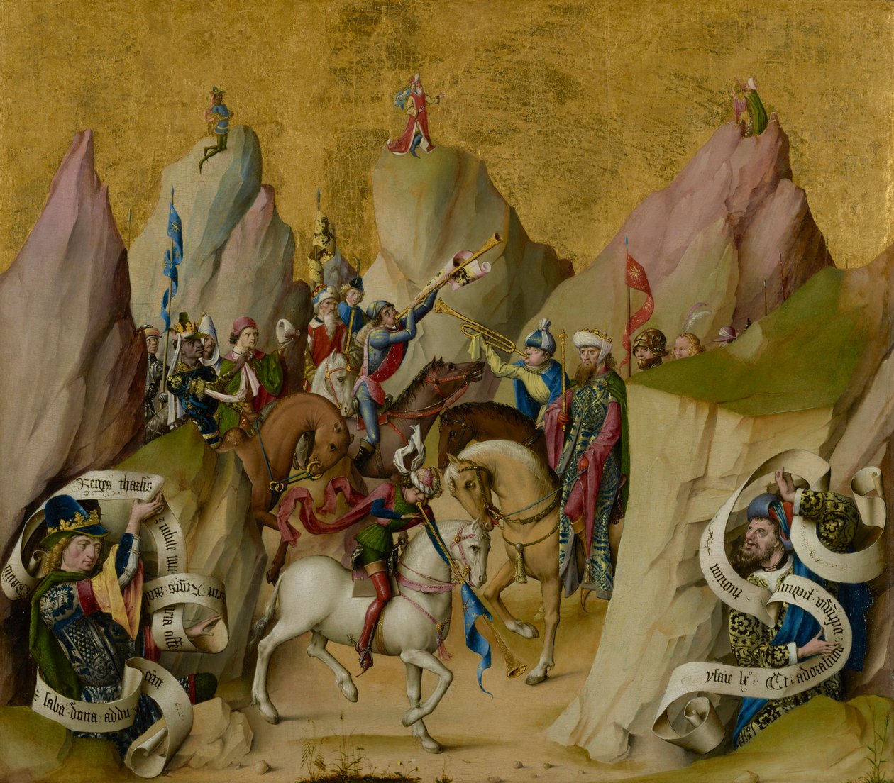La rencontre des trois rois, avec David et Isaïe, vers 1475 - Master of St. Bartholemew