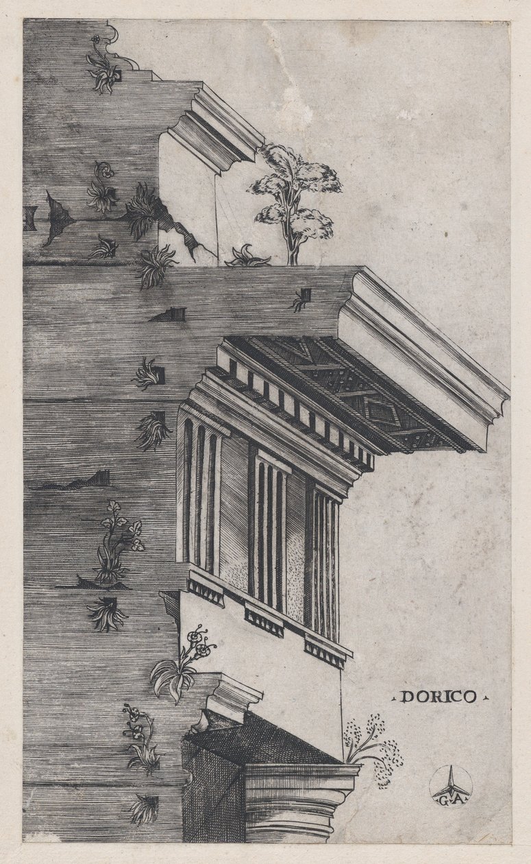 Speculum Romanae Magnificentiae : Ordre dorique, vers 1537 - Master GA