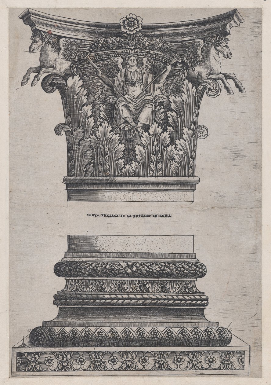 Speculum Romanae Magnificentiae: Chapiteau de Pégase du Temple de Mars Ultor, vers 1537 - Master GA