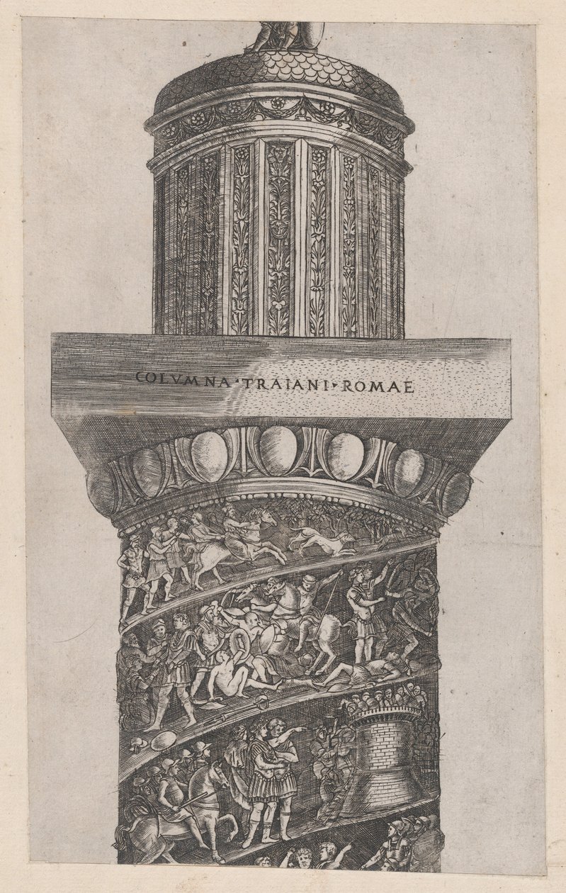 Speculum Romanae Magnificentiae : La partie supérieure de la Colonne Trajane, montrant ara..., 16e siècle - Master GA
