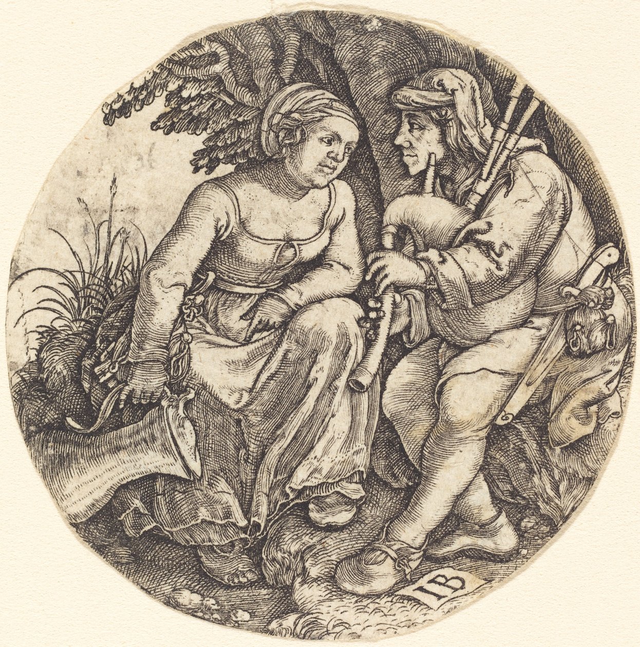 Joueur de cornemuse avec son amante - Master IB