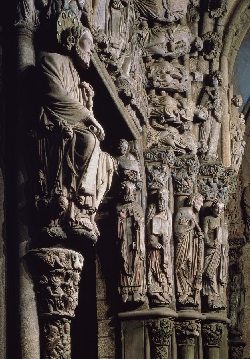 Détail du Portique de la Gloire représentant Saint Jacques, XIIe siècle - Master Mateo