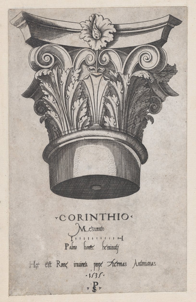 Speculum Romanae Magnificentiae : Chapiteau corinthien, 1535 - Master PS