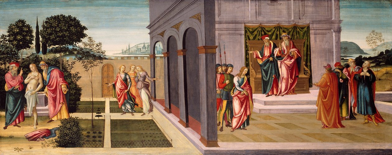 Suzanne et les vieillards dans le jardin, et le procès de Suzanne devant les vieillards - Master of Apollo and Daphne