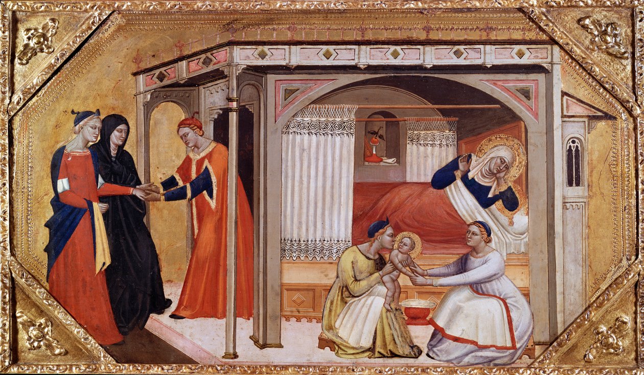La naissance de la Vierge Marie, vers 1365-1370 - Master of Ashmolean Predella