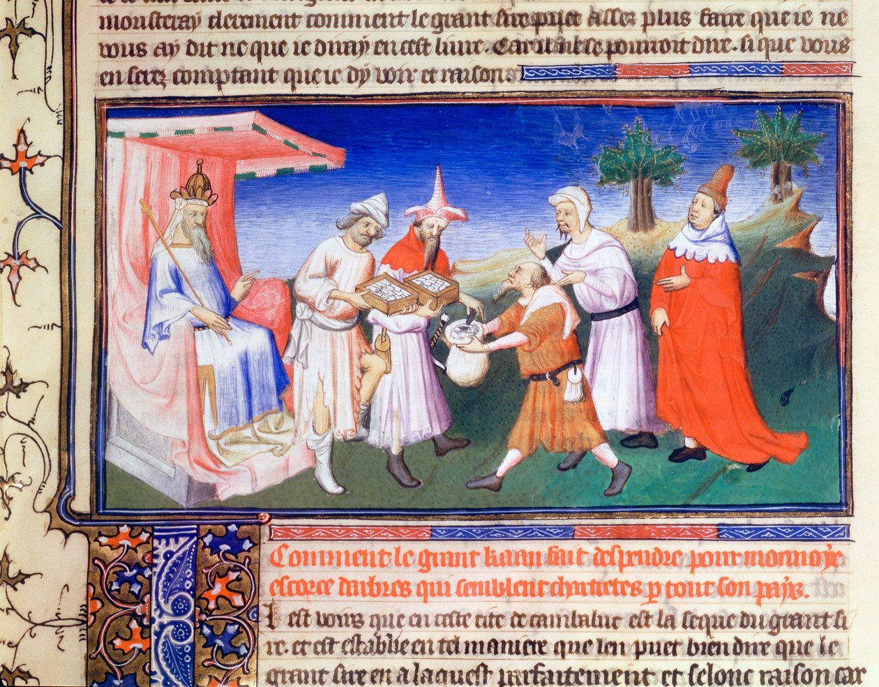 Kublai Khan payant ses achats, c1280s, début du 15ème siècle - Master of Boucicaut