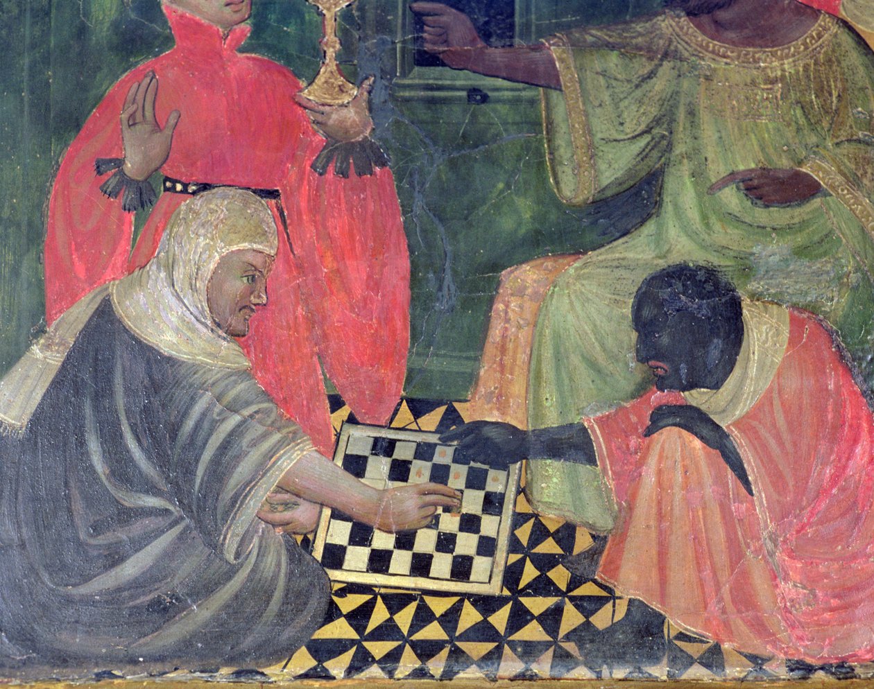 Un Maure et un Chrétien jouant aux échecs, du Retable des SS Nicolas, Claire et Antoine Abbé - Master of Castellitx