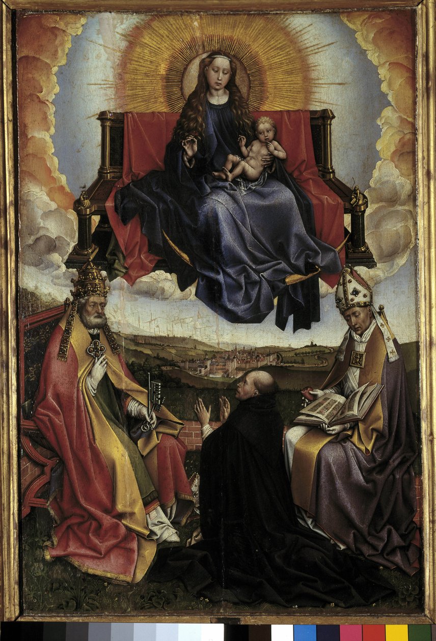 Vierge en gloire entre Saint Pierre et Saint Augustin - Master of Flémalle