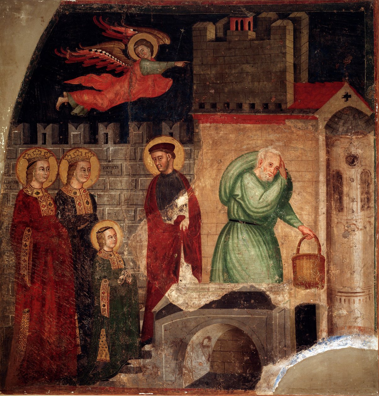 Sainte Faustine et Libérate trouvent refuge dans une maison à Côme (détail) - Master of St Margaret