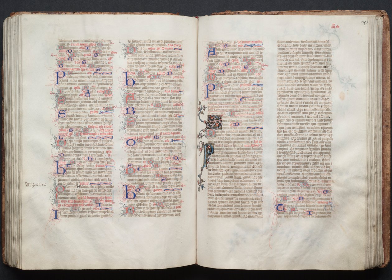 Le Missel de Gotha : Fol. 107r, Texte, vers 1375 - Master of the Boqueteaux