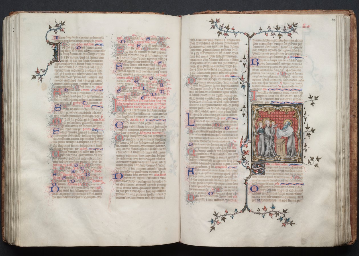 Le Missel de Gotha : Fol. 107v, Texte, c. 1375 - Master of the Boqueteaux