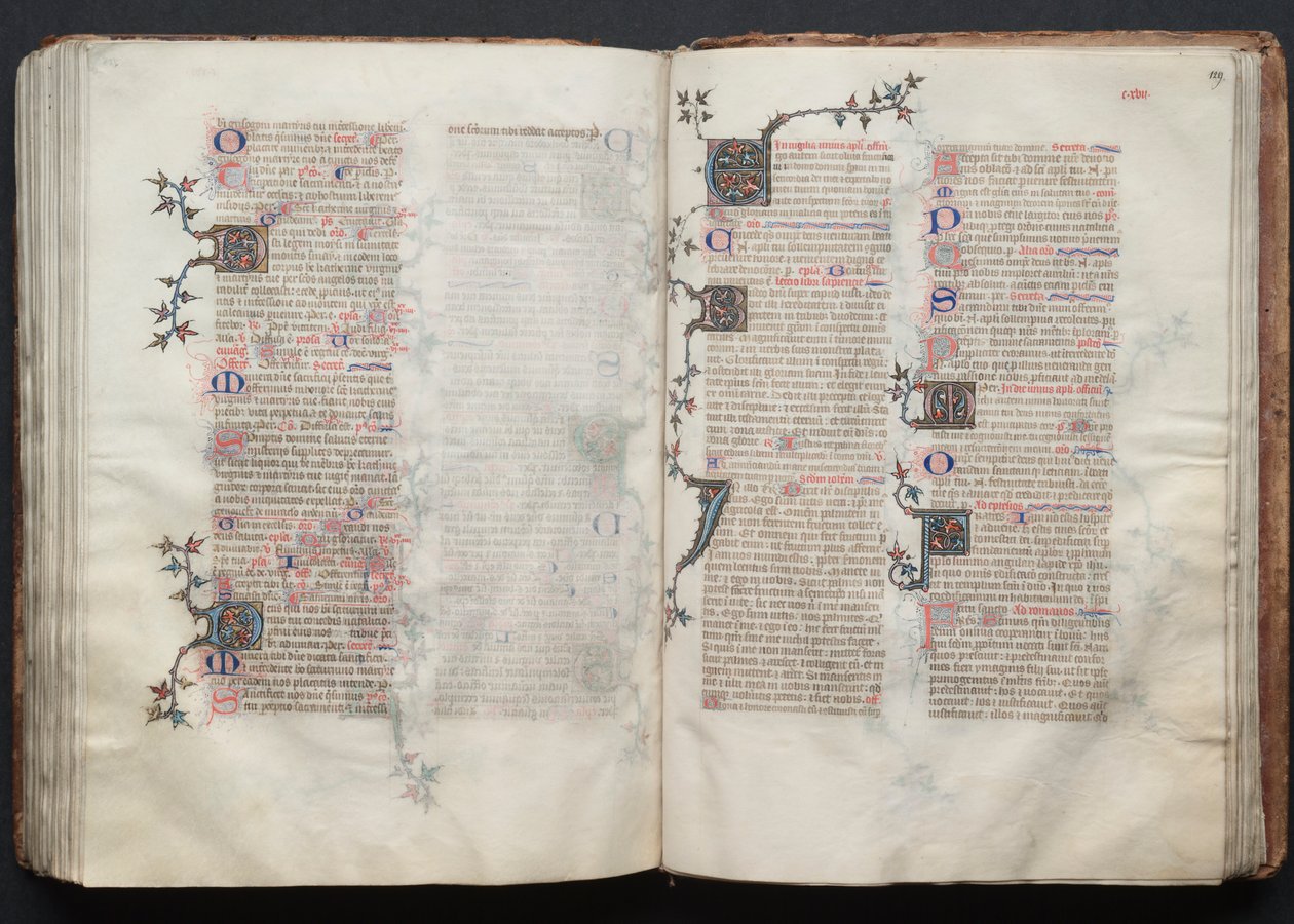Le Missel de Gotha : Fol. 129r, texte, vers 1375 - Master of the Boqueteaux