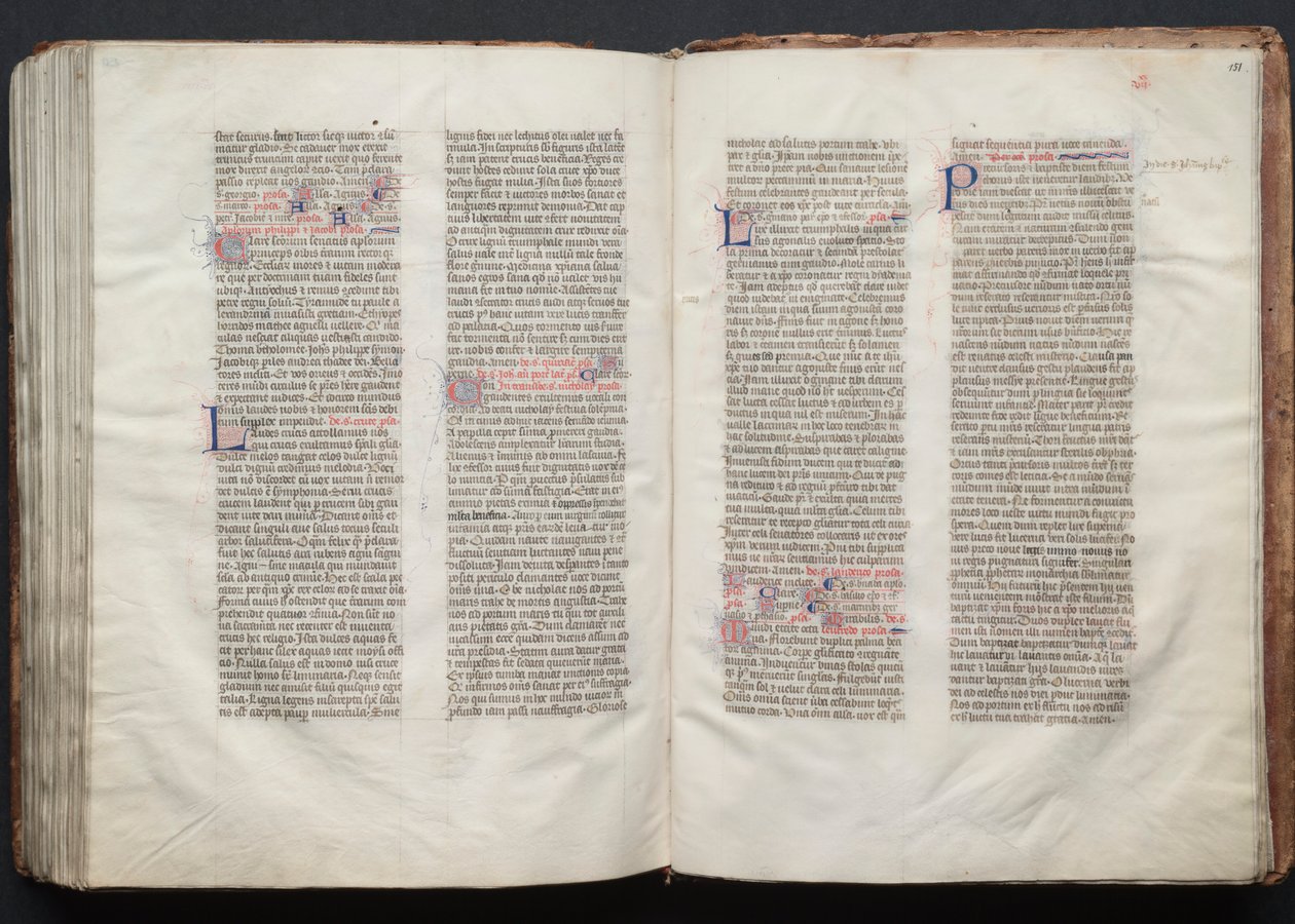 Le Missel de Gotha : Fol. 150v, texte, vers 1375 - Master of the Boqueteaux