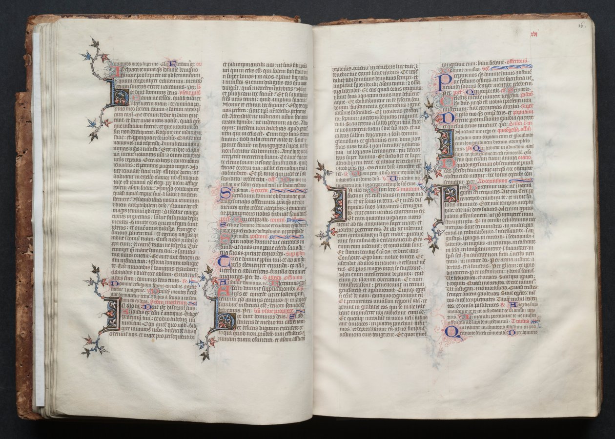 Le Missel de Gotha : Fol. 25v, Texte, vers 1375 - Master of the Boqueteaux