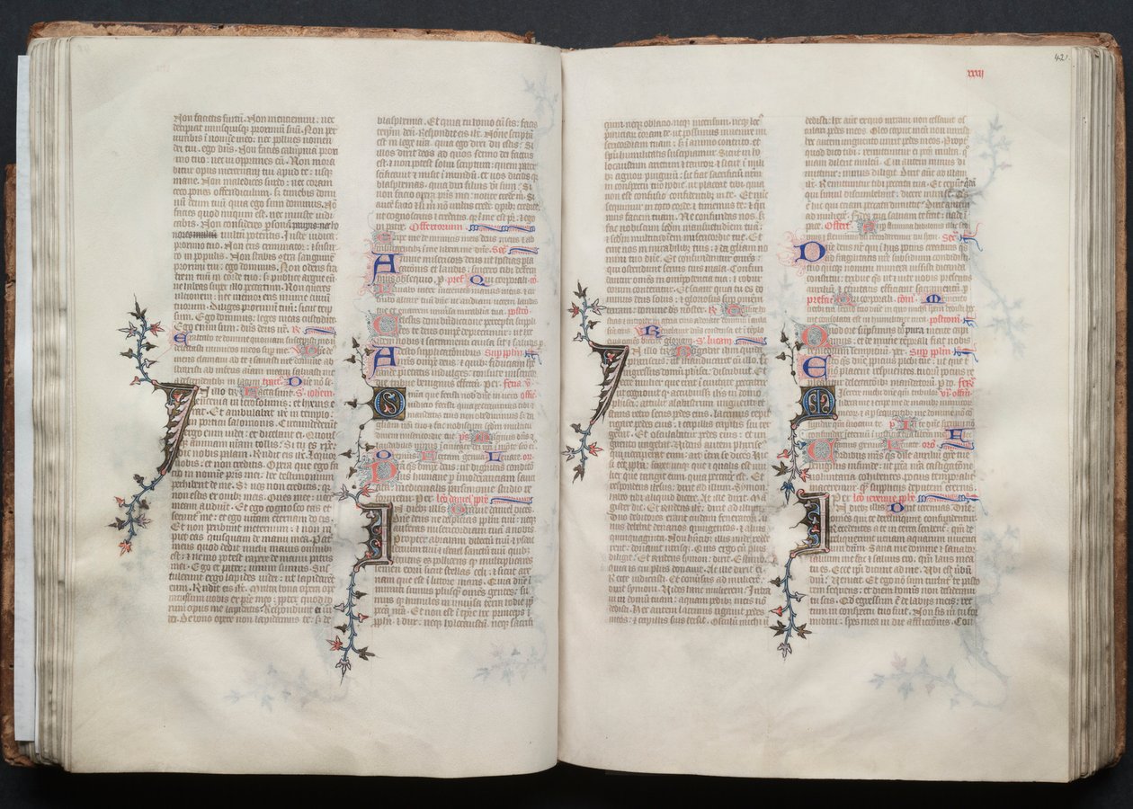 Le Missel de Gotha : Fol. 42r, texte, vers 1375 - Master of the Boqueteaux