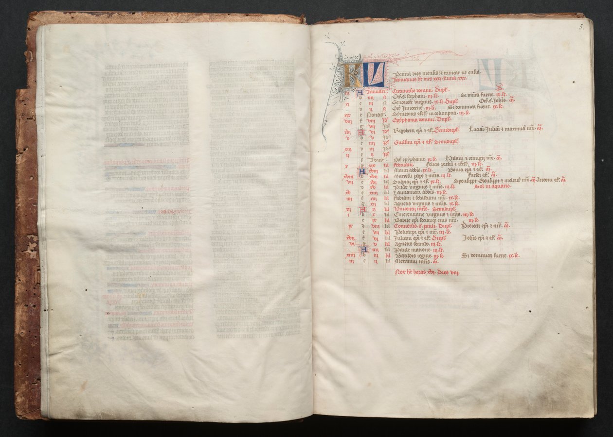 Le Missel de Gotha : Fol. 5r, Texte, vers 1375 - Master of the Boqueteaux
