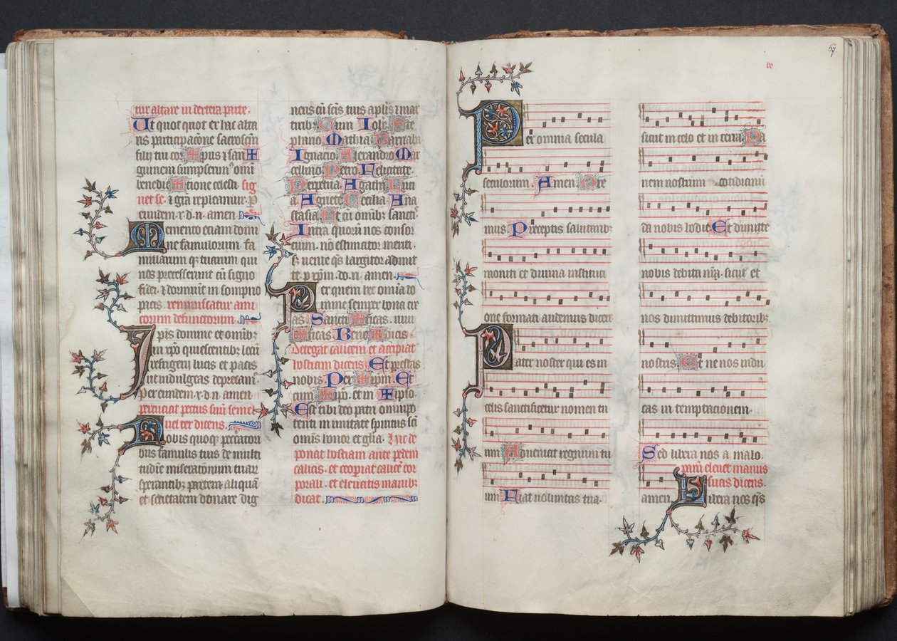 Le Missel de Gotha : Fol. 67r, Texte, vers 1375 - Master of the Boqueteaux