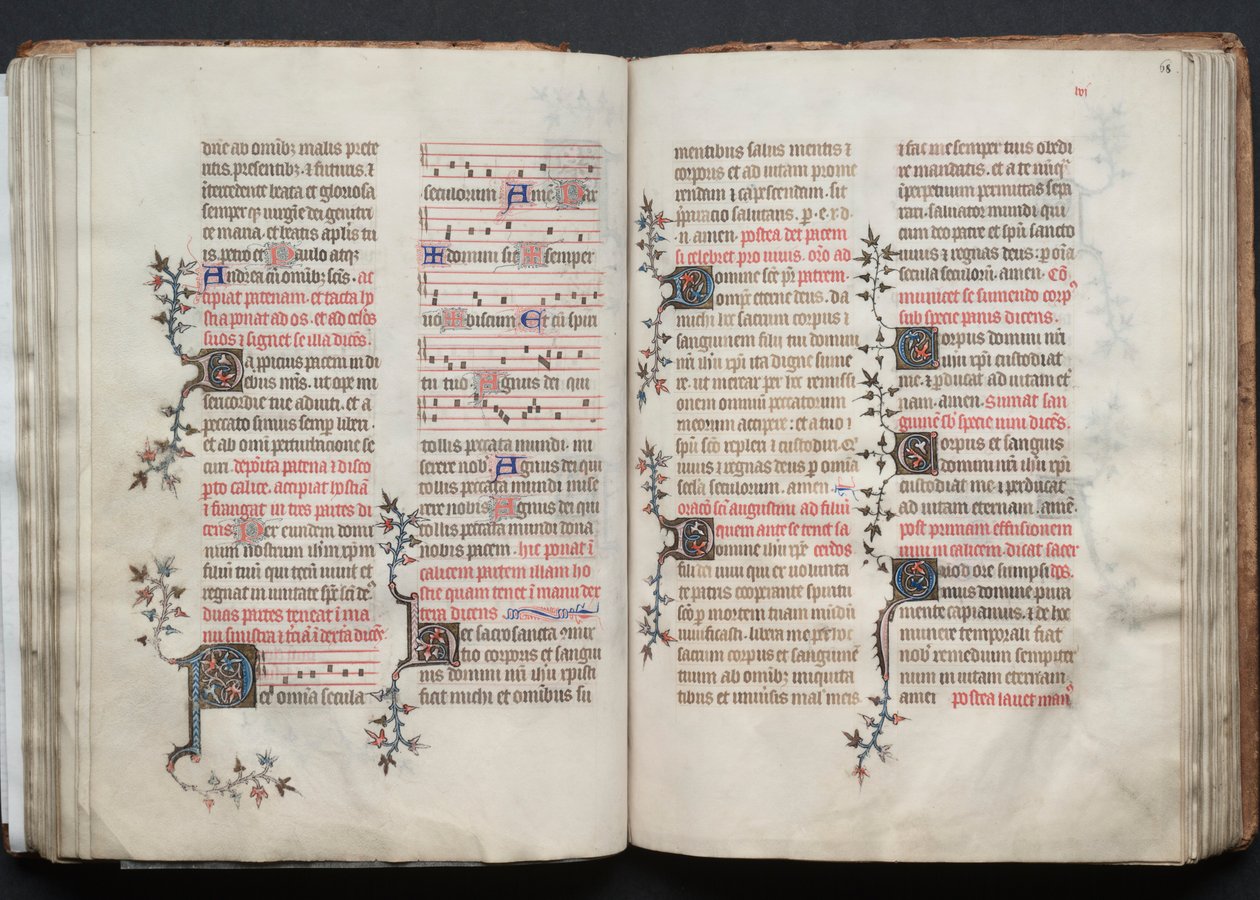 Le Missel de Gotha : Fol. 67v, Texte, vers 1375 - Master of the Boqueteaux