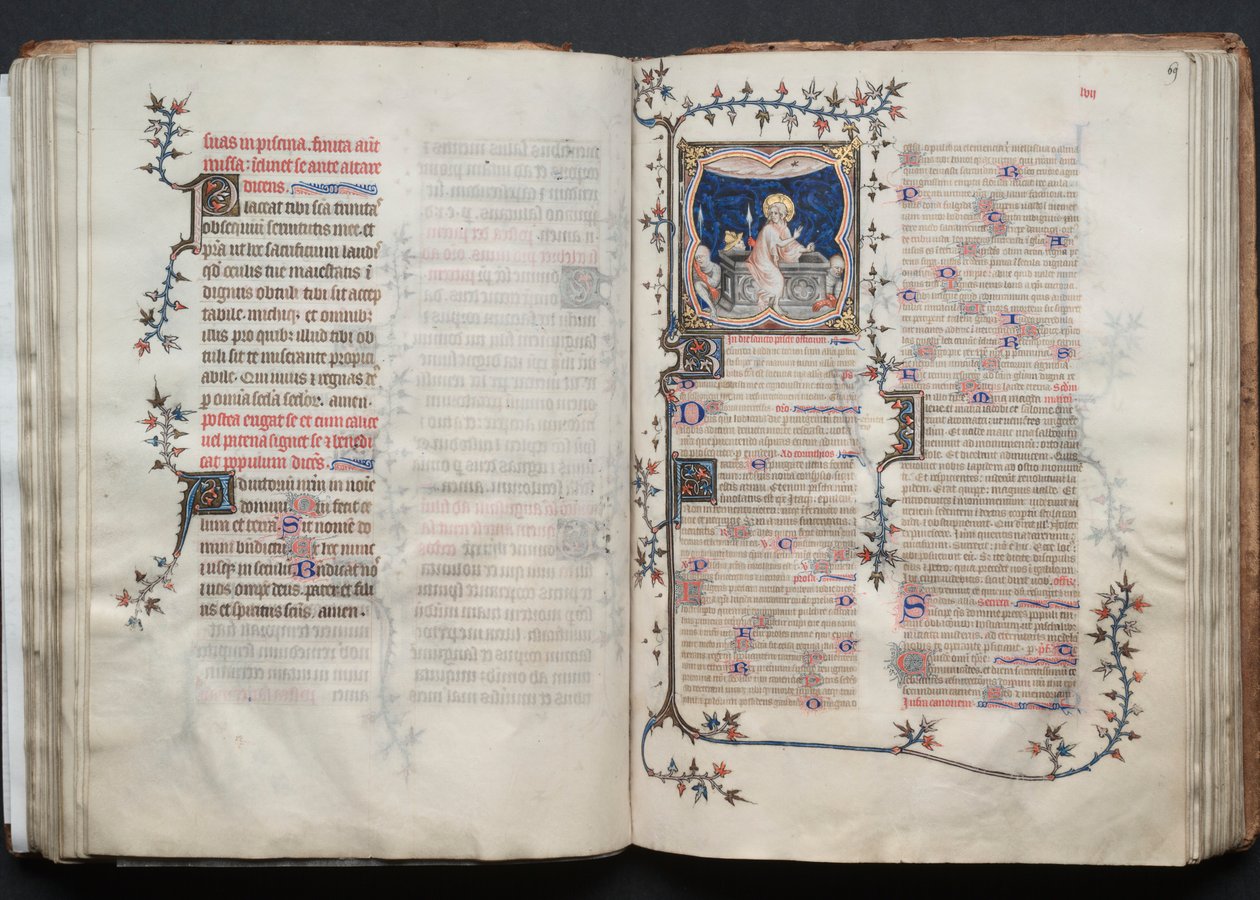 Le Missel de Gotha : Fol. 68v, Texte, vers 1375 - Master of the Boqueteaux