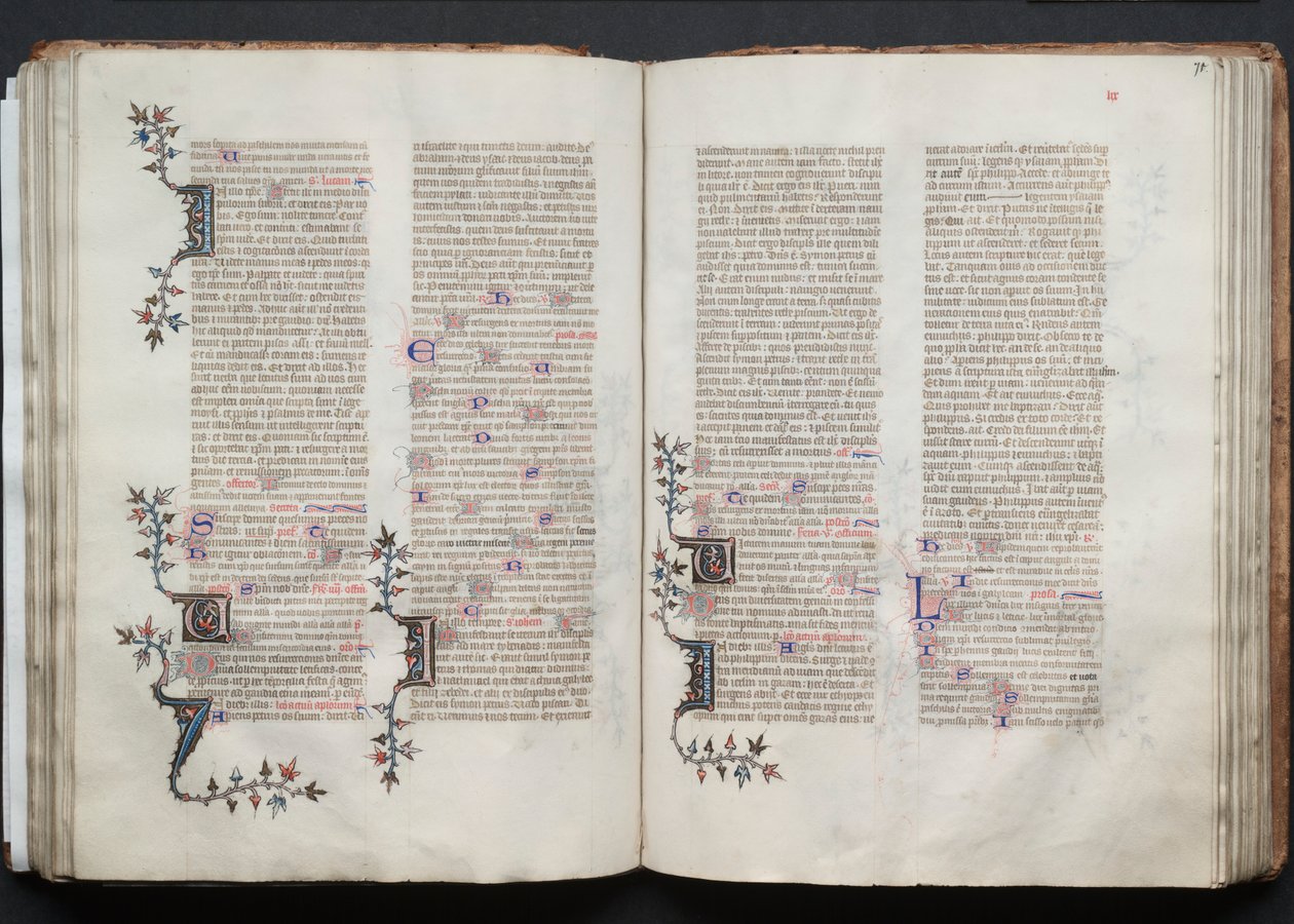 Le Missel de Gotha : Fol. 71r, Texte, vers 1375 - Master of the Boqueteaux