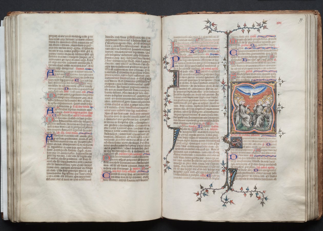 Le Missel de Gotha : Fol 79r, La Pentecôte, vers 1375 - Master of the Boqueteaux