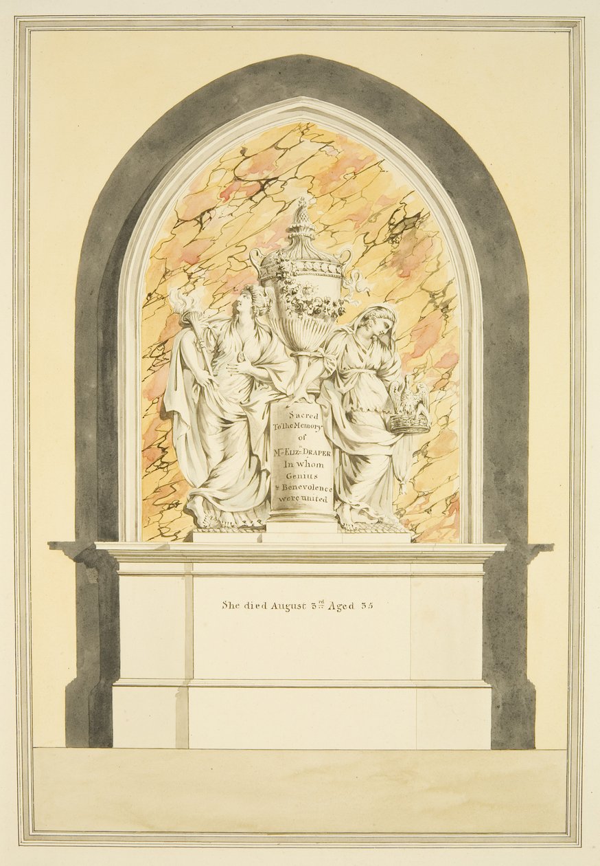 Tombe de Mme Elizabeth Draper, décédée en 1835, dans la cathédrale de Bristol - Master of the Bristol Church Monuments