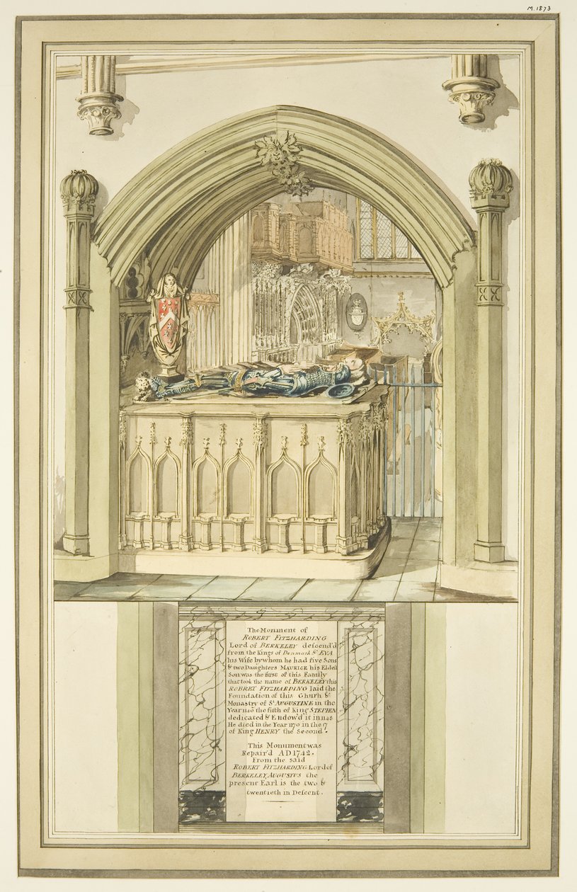 Tombe de Robert Fitzharding, décédé en 1170, dans la cathédrale de Bristol, vers 1799 - Master of the Bristol Church Monuments