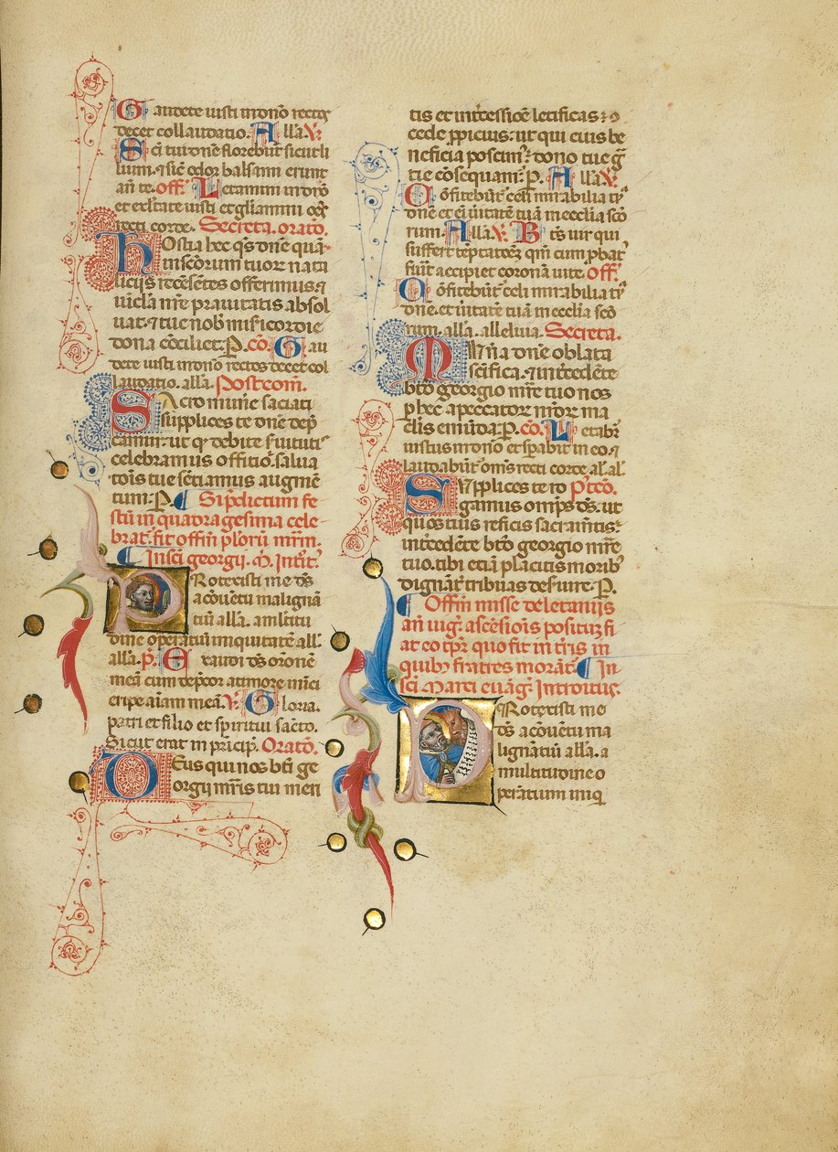 Initial P : Saint George ; Initial P : Saint Mark - Master of the Brussels Initials
