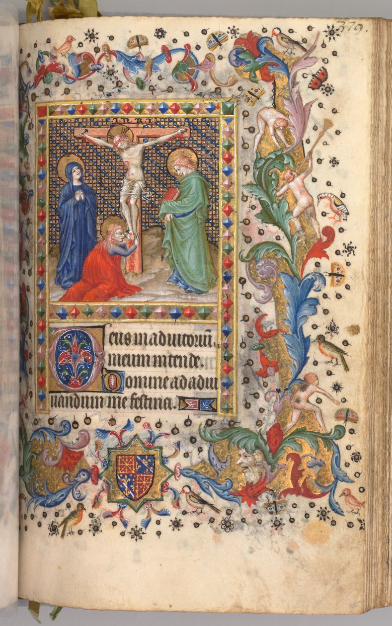 Heures de Charles le Noble, Roi de Navarre 1361-1425 : fol. 185r, Crucifixion, vers 1405 - Master of the Brussels Initials and Associates