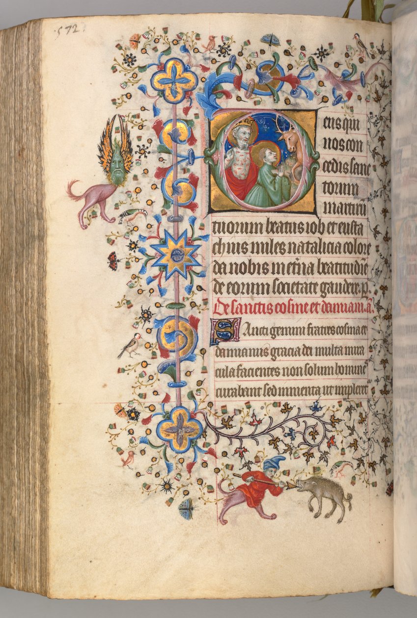 Heures de Charles le Noble, roi de Navarre 1361-1425, fol. 280v, SS. Job et Eustache, vers 1405 - Master of the Brussels Initials and Associates