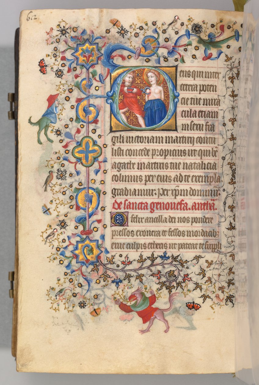 Heures de Charles le Noble, Roi de Navarre 1361-1425, fol. 300v, Sainte Agathe, c. 1405 - Master of the Brussels Initials and Associates