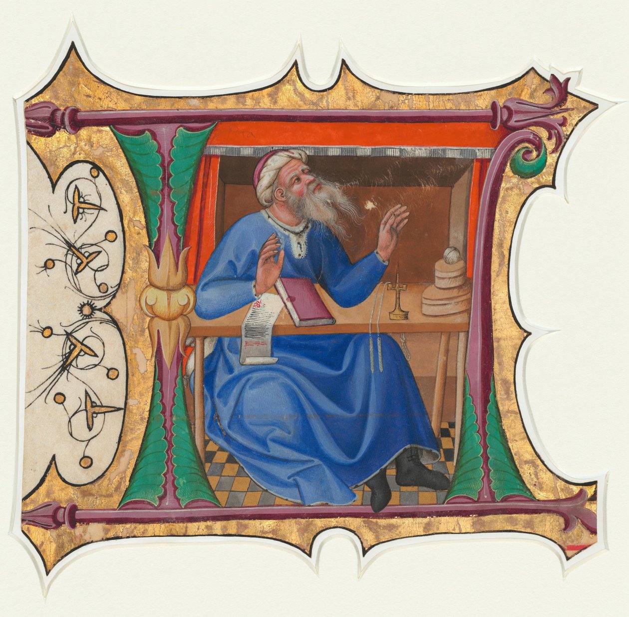 Initiale L avec prophète de l