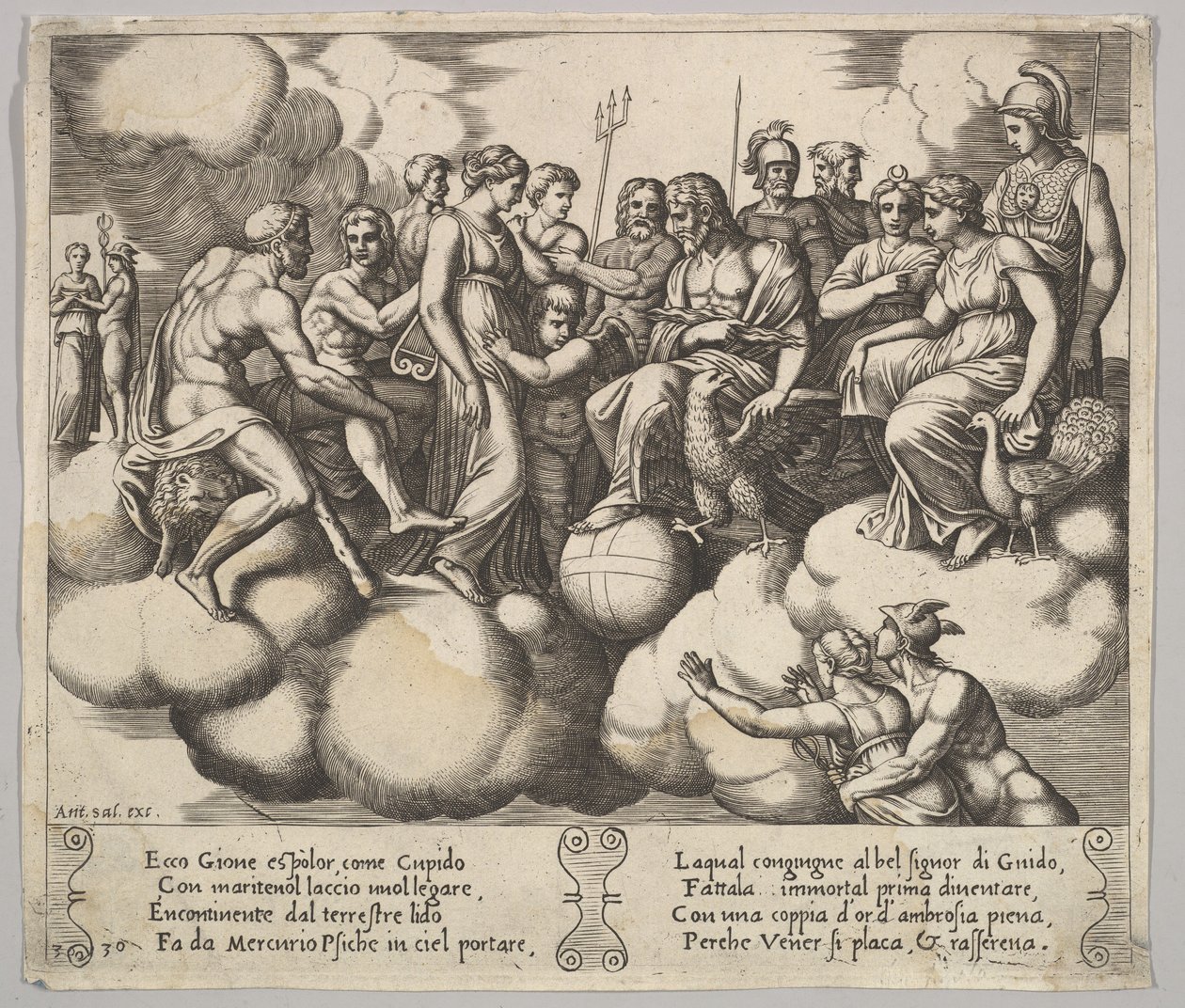 Planche 30 : Vénus et Cupidon plaidant leur cause en présence de Jupiter et d