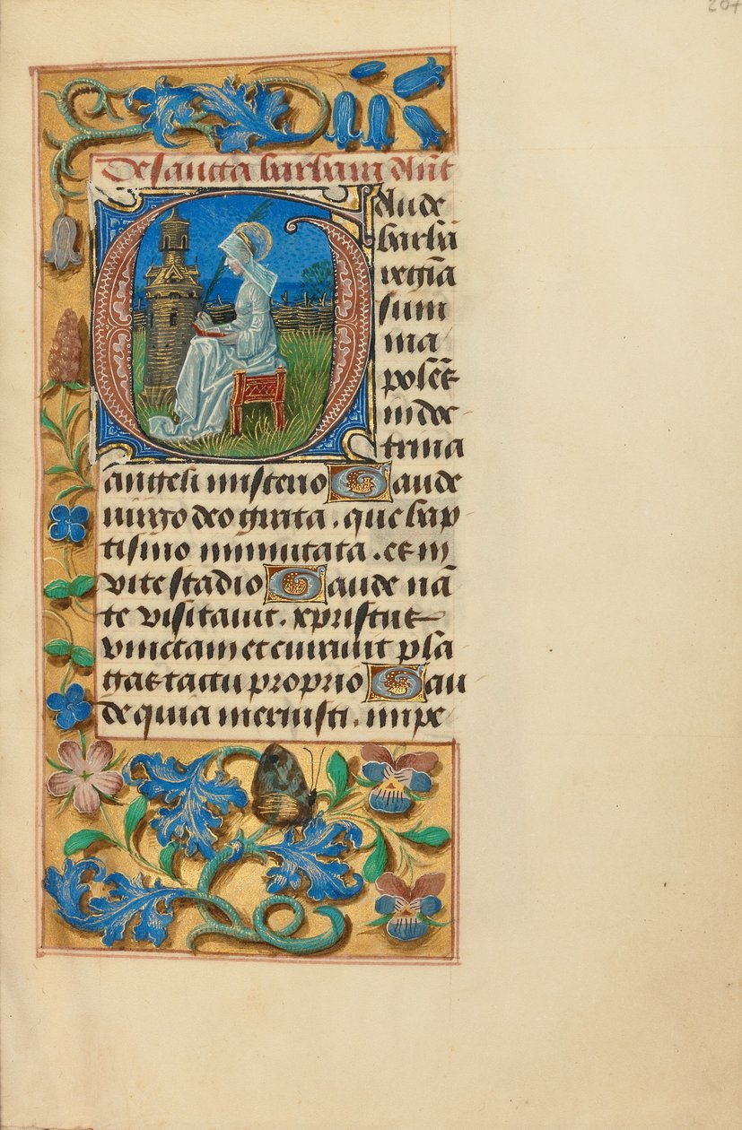 Initiale G : Sainte-Barbara - Master of the Dresden Prayer Book