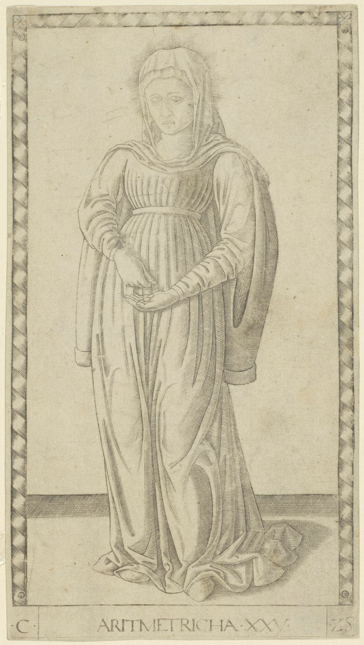 Arithmétique, planche 25 des Arts et Sciences - Master of the E Series Tarocchi
