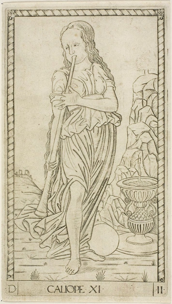 Calliope, planche onze de Apollon et les Muses - Master of the E Series Tarocchi