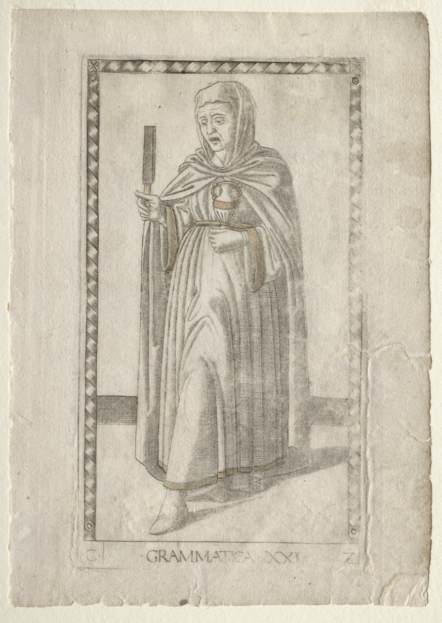 Grammaire des Tarocchi, série C : Arts libéraux, #21, avant 1467 - Master of the E Series Tarocchi