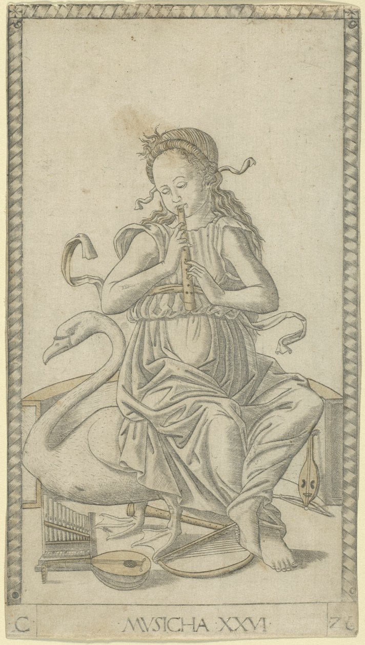 Musique, planche 26 de Arts et Sciences - Master of the E Series Tarocchi