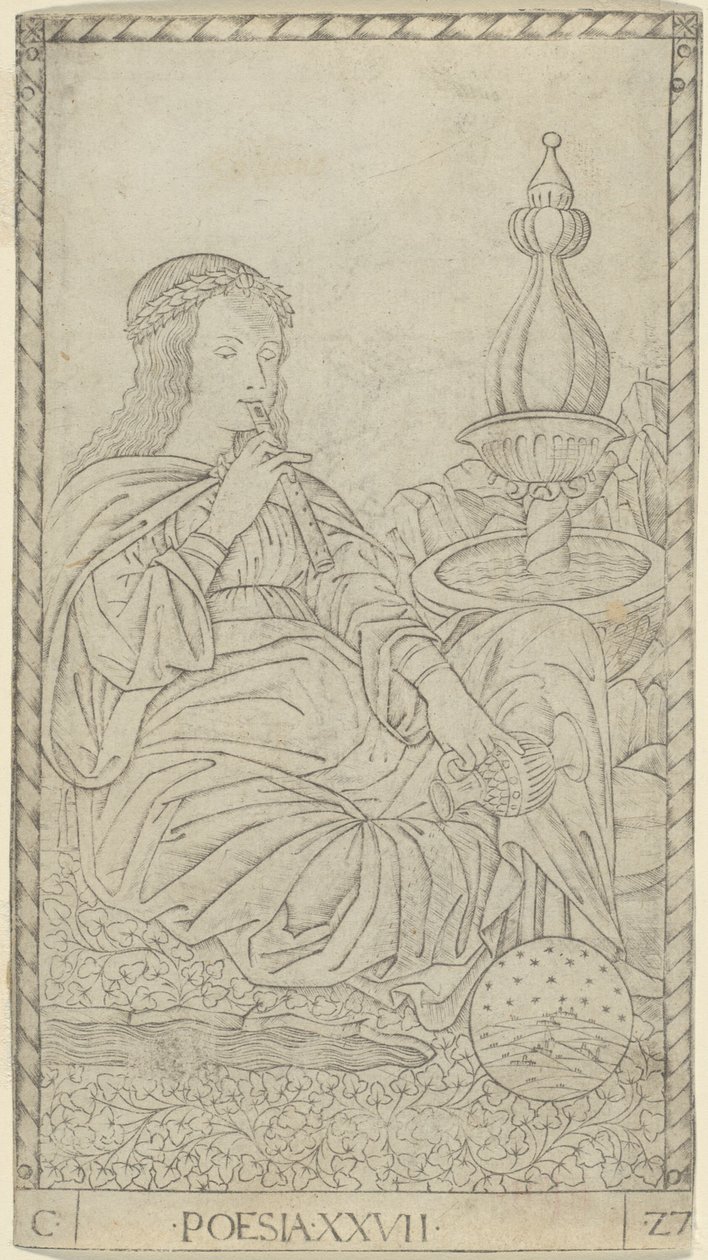 Poésie, planche 27 des Arts et Sciences - Master of the E Series Tarocchi