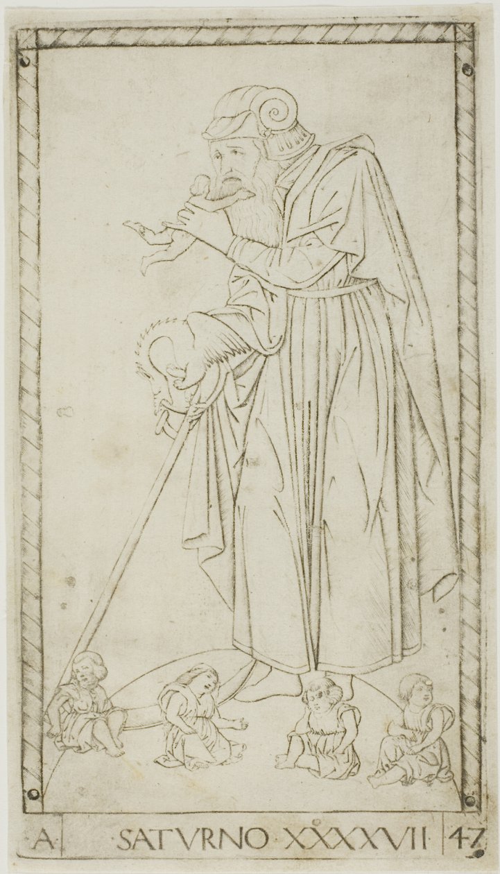 Saturne, planche 47 de Planètes et Sphères - Master of the E Series Tarocchi