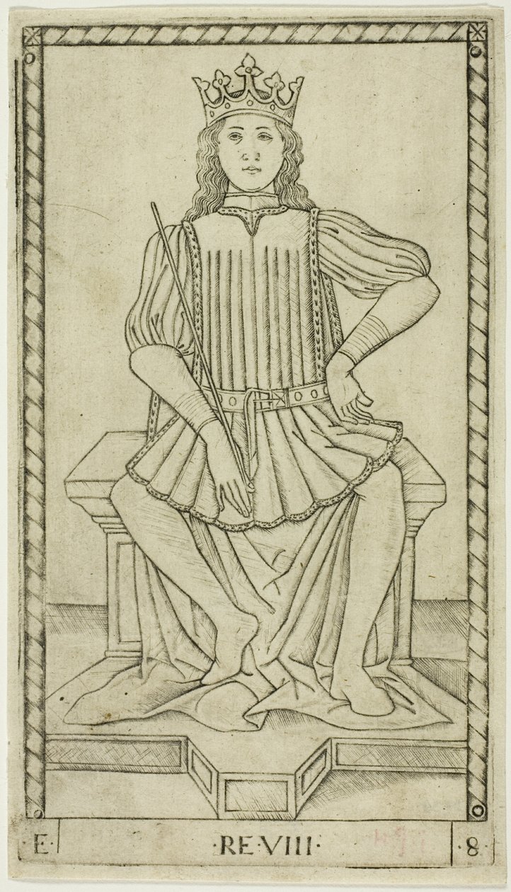 Le Roi, planche huit de Les rangs et conditions des hommes - Master of the E Series Tarocchi