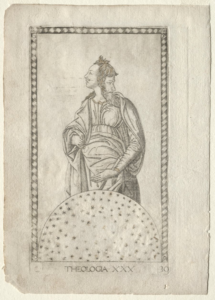Théologie de la série Tarocchi, série C : Arts Libéraux, #30, avant 1467 - Master of the E Series Tarocchi