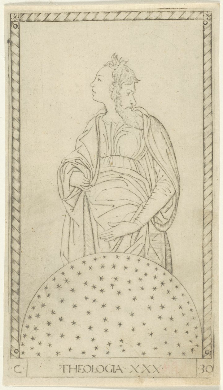 Théologie, planche 30 des Arts et Sciences - Master of the E Series Tarocchi