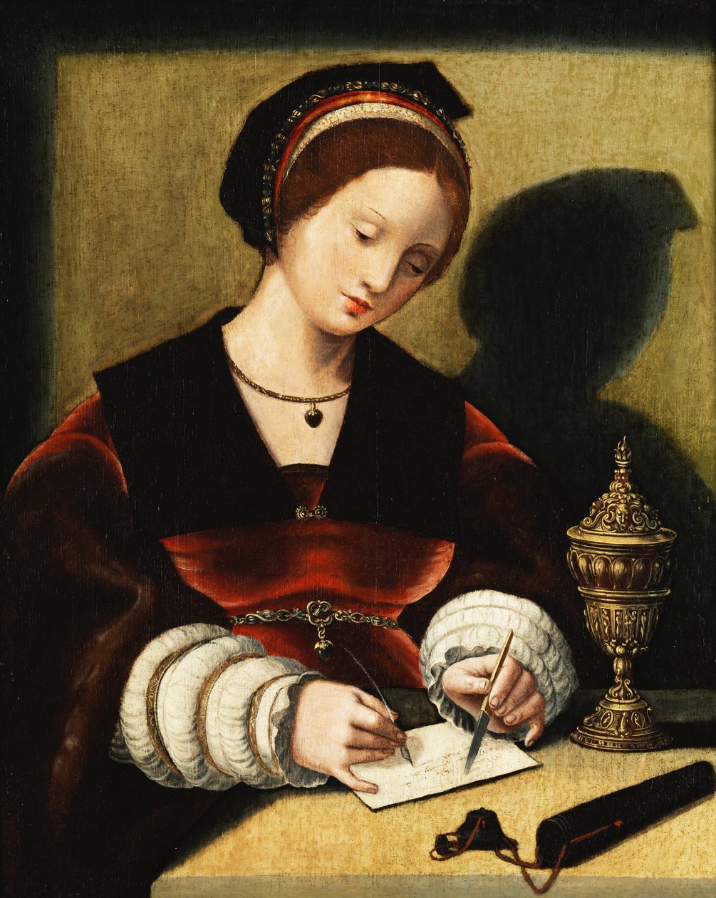 Meister der weiblich Halbfiguren Femme écrivant avec un trophée d